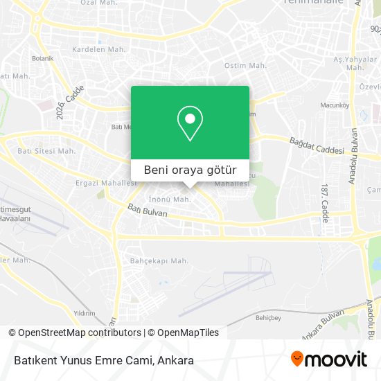 Batıkent Yunus Emre Cami harita