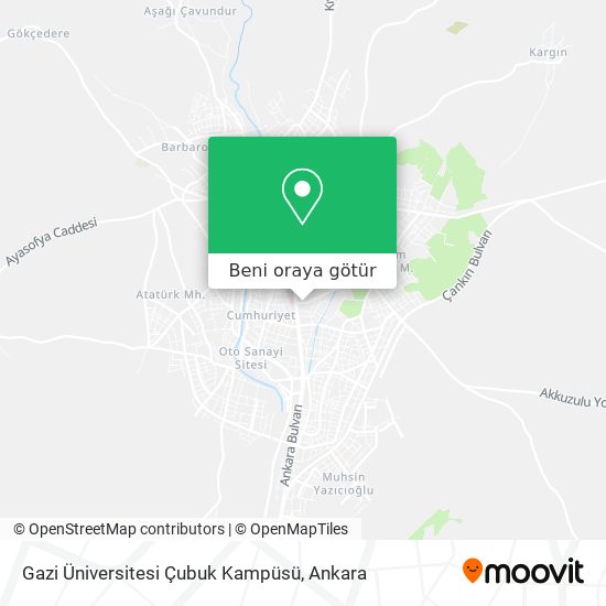 Gazi Üniversitesi Çubuk Kampüsü harita