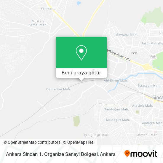 Ankara Sincan 1. Organize Sanayi Bölgesi harita