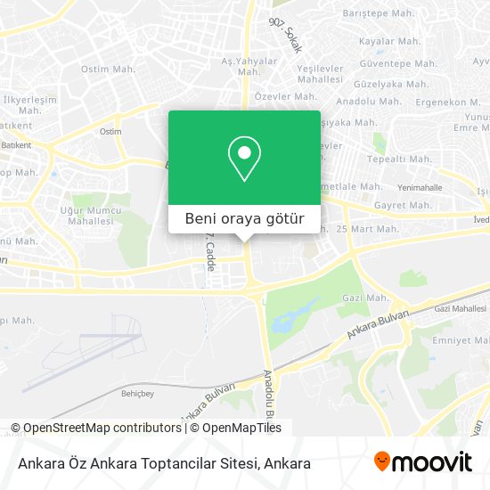Ankara Öz Ankara Toptancilar Sitesi harita