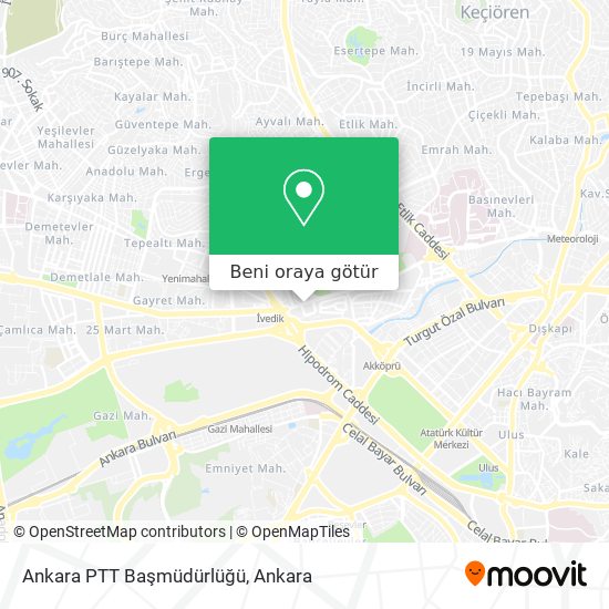 Ankara PTT Başmüdürlüğü harita
