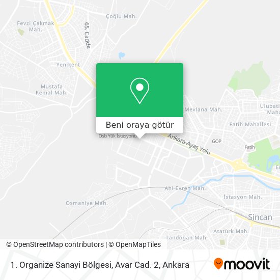 1. Organize Sanayi Bölgesi, Avar Cad. 2 harita