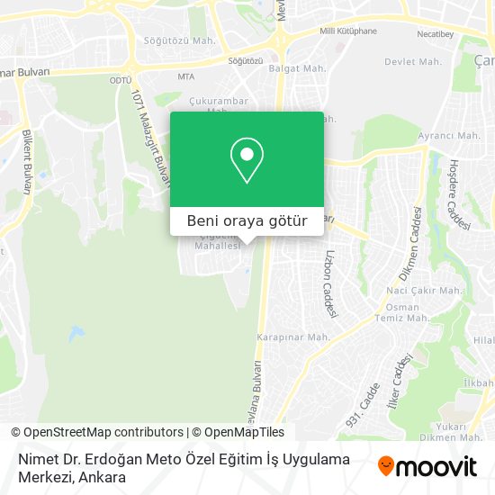 Nimet Dr. Erdoğan Meto Özel Eğitim İş Uygulama Merkezi harita