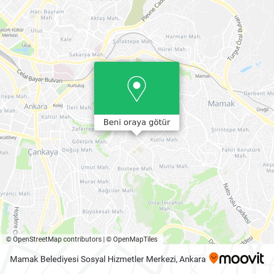 Mamak Belediyesi Sosyal Hizmetler Merkezi harita