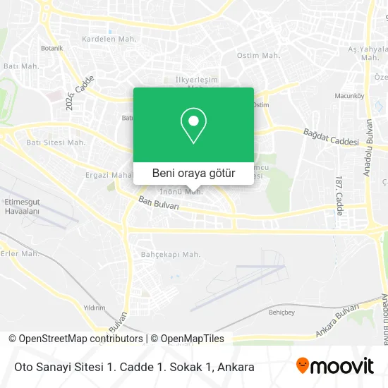 Oto Sanayi Sitesi 1. Cadde 1. Sokak 1 harita