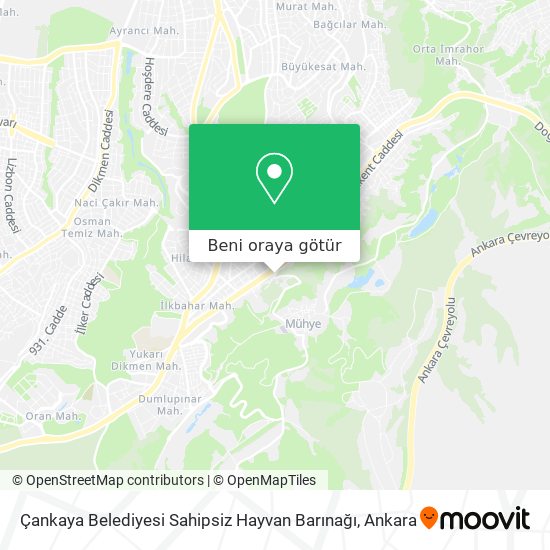 Çankaya Belediyesi Sahipsiz Hayvan Barınağı harita