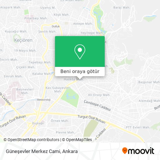 Güneşevler Merkez Cami harita