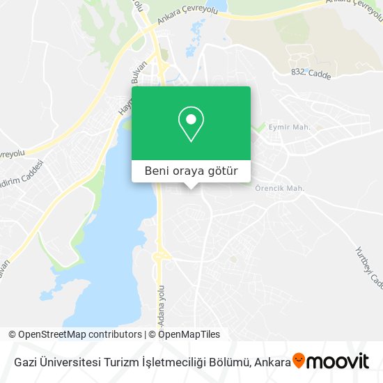 Gazi Üniversitesi Turizm İşletmeciliği Bölümü harita