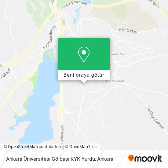 Ankara Üniversitesi Gölbaşı KYK Yurdu harita