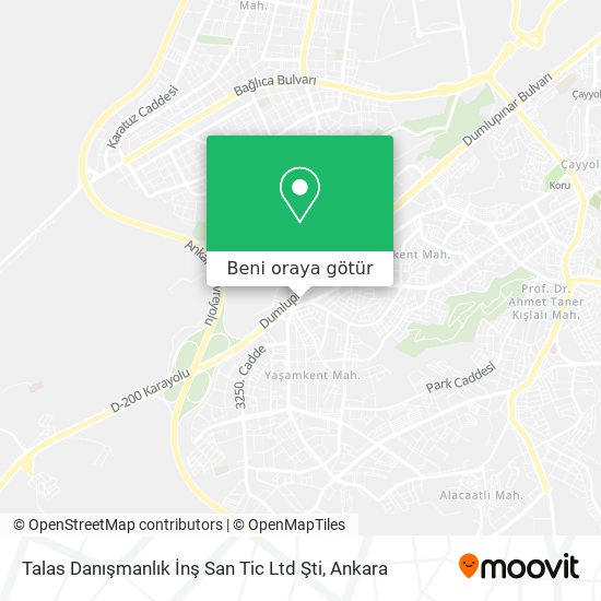 Talas Danışmanlık İnş San Tic Ltd Şti harita