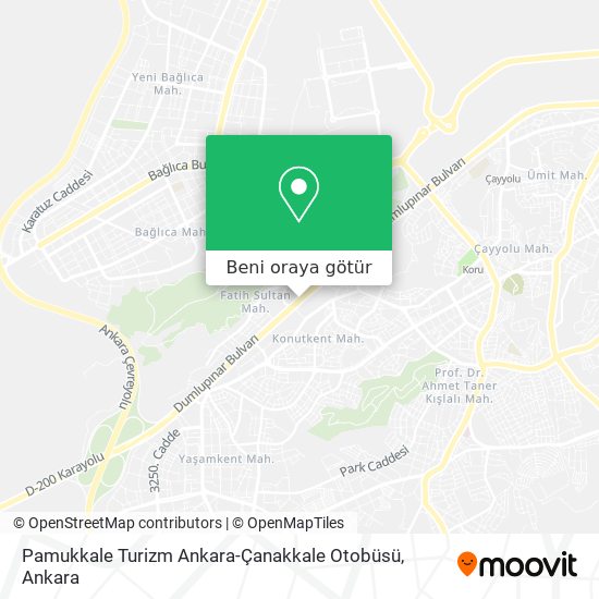 Pamukkale Turizm Ankara-Çanakkale Otobüsü harita