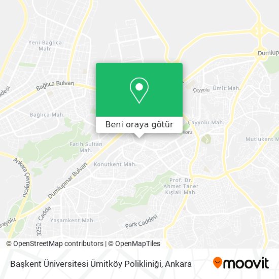 Başkent Üniversitesi Ümitköy Polikliniği harita