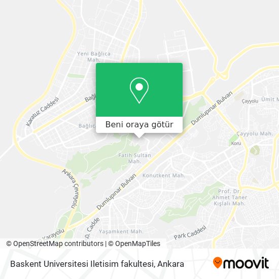 Baskent Universitesi Iletisim fakultesi harita