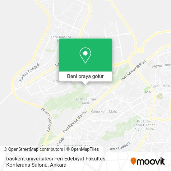 baskent üniversitesi Fen Edebiyat Fakültesi Konferans Salonu harita