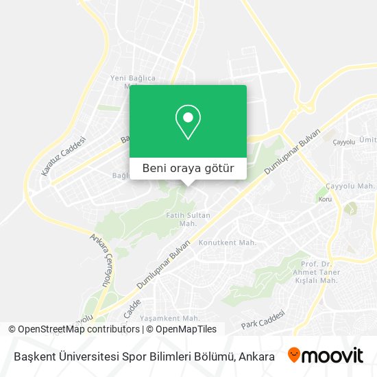 Başkent Üniversitesi Spor Bilimleri Bölümü harita