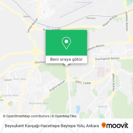 Beysukent Kavşağı-Hacettepe Beytepe Yolu harita