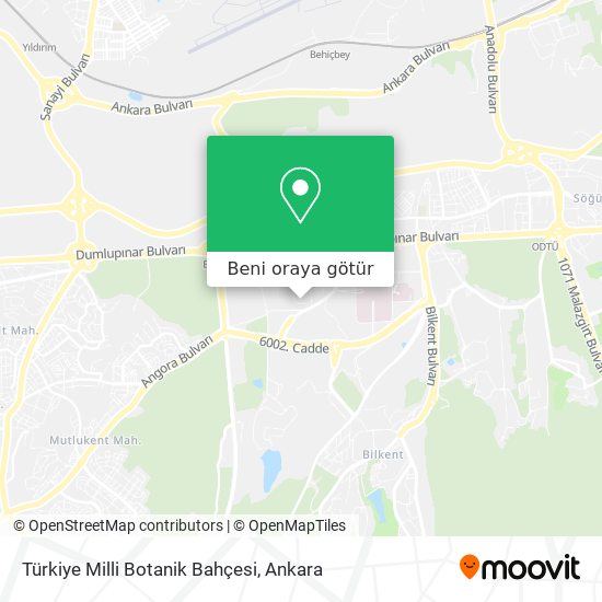 Türkiye Milli Botanik Bahçesi harita