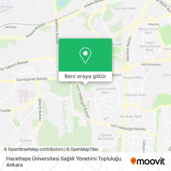 Hacettepe Üniversitesi Sağlık Yönetimi Topluluğu harita