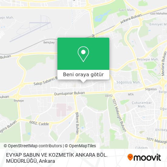 EVYAP SABUN VE KOZMETİK ANKARA BÖL. MÜDÜRLÜĞÜ harita