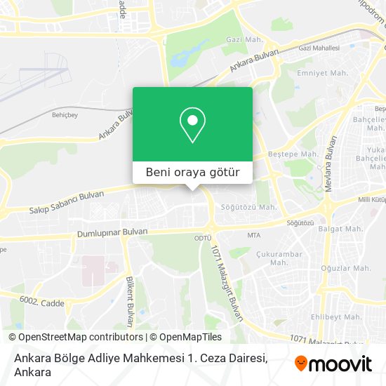 Ankara Bölge Adliye Mahkemesi 1. Ceza Dairesi harita