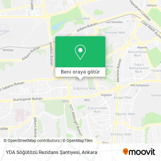 YDA Söğütözü Rezidans Şantiyesi harita