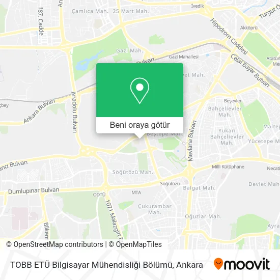 TOBB ETÜ Bilgisayar Mühendisliği Bölümü harita