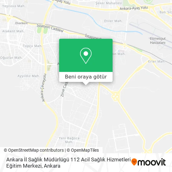 Ankara İl Sağlık Müdürlügü 112 Acil Sağlık Hizmetleri Eğitim Merkezi harita