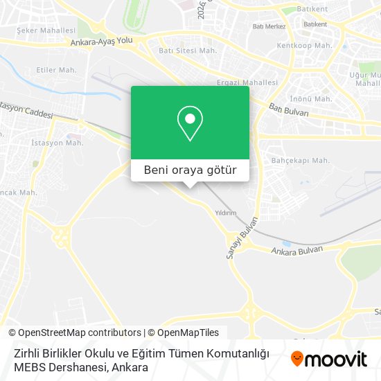 Zirhli Birlikler Okulu ve Eğitim Tümen Komutanlığı MEBS Dershanesi harita