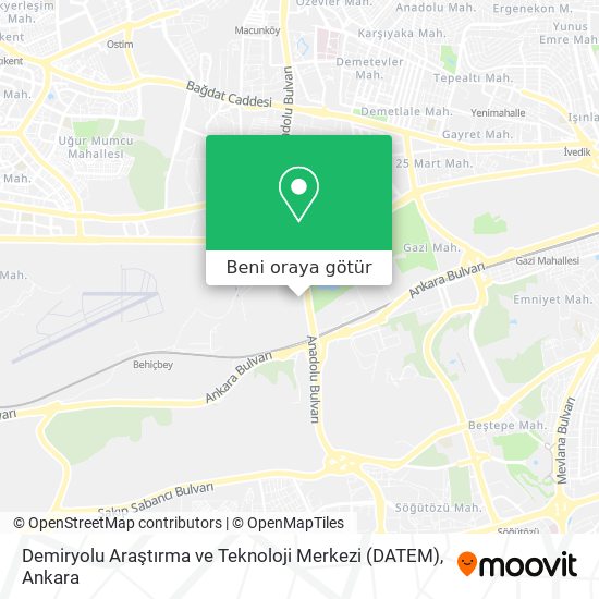 Demiryolu Araştırma ve Teknoloji Merkezi (DATEM) harita