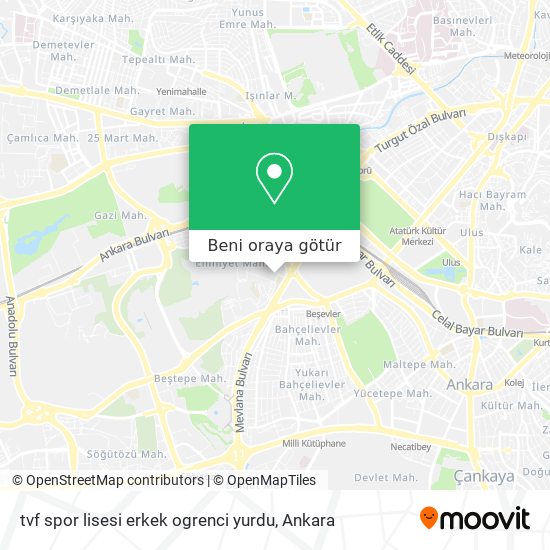 tvf spor lisesi erkek ogrenci yurdu harita