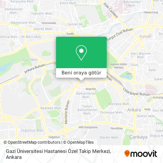 Gazi Üniversitesi Hastanesi Özel Takip Merkezi harita