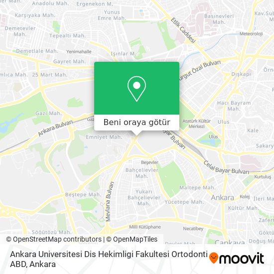 Ankara Universitesi Dis Hekimligi Fakultesi Ortodonti ABD harita