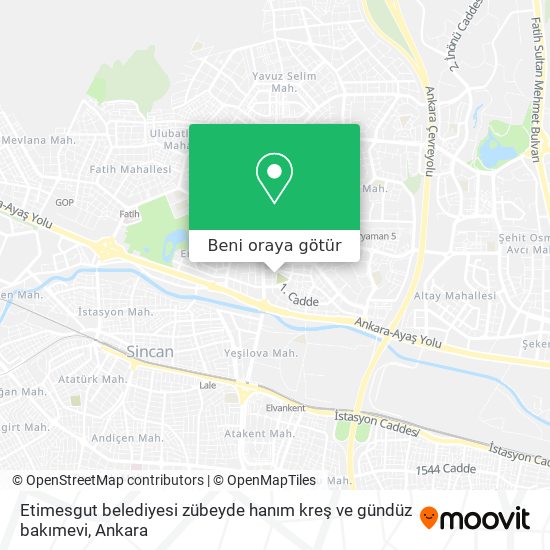 Etimesgut belediyesi zübeyde hanım kreş ve gündüz bakımevi harita
