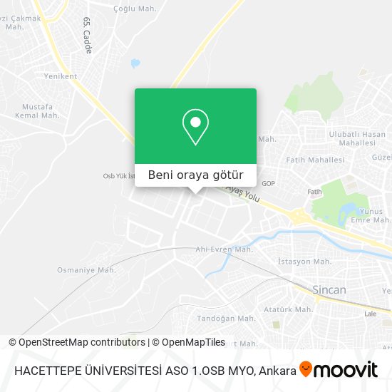 HACETTEPE ÜNİVERSİTESİ ASO 1.OSB MYO harita