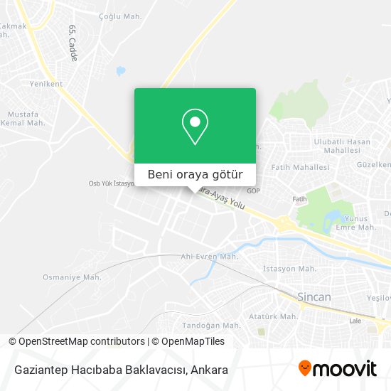 Gaziantep Hacıbaba Baklavacısı harita