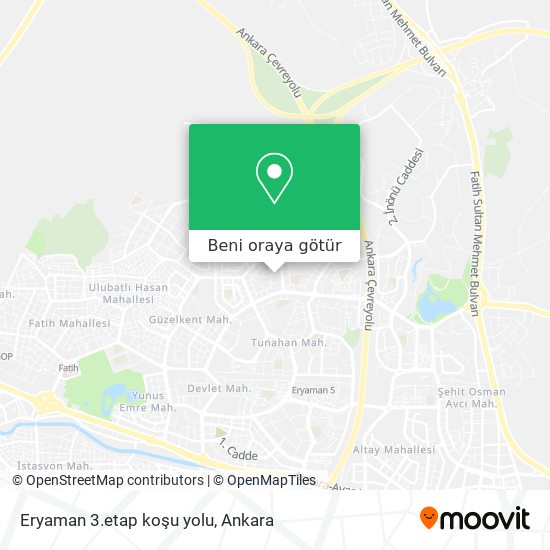 Eryaman 3.etap koşu yolu harita