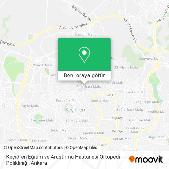 Keçiören Eğitim ve Araştırma Hastanesi Ortopedi Polikliniği harita