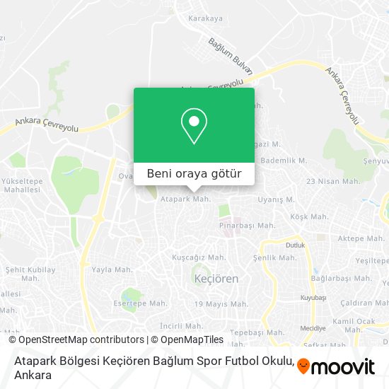 Atapark Bölgesi Keçiören Bağlum Spor Futbol Okulu harita