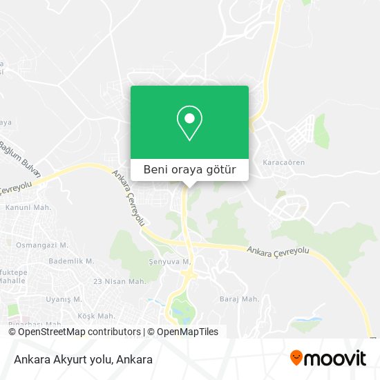 Ankara Akyurt yolu harita