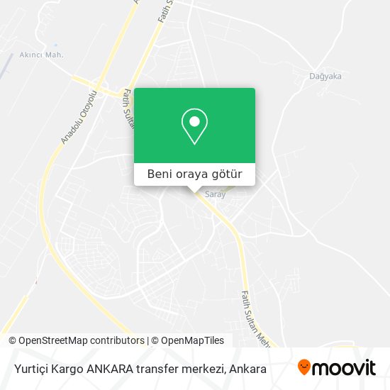 Yurtiçi Kargo ANKARA transfer merkezi harita