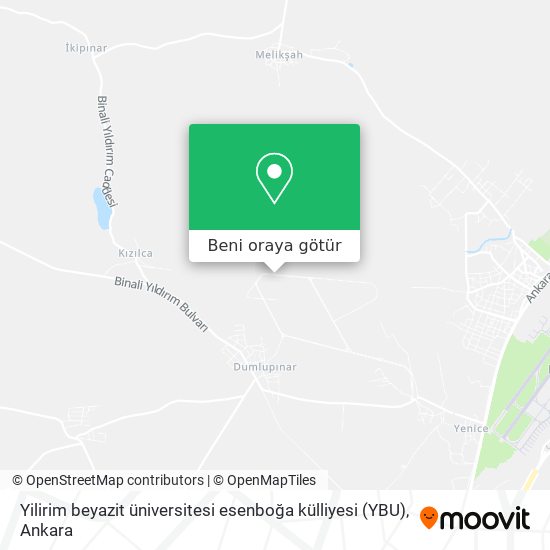 Yilirim beyazit üniversitesi esenboğa külliyesi (YBU) harita