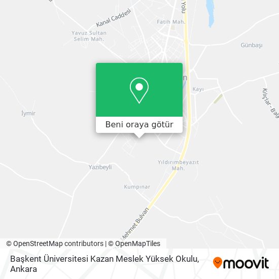 Başkent Üniversitesi Kazan Meslek Yüksek Okulu harita