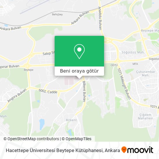Hacettepe Üniversitesi Beytepe Kütüphanesi harita