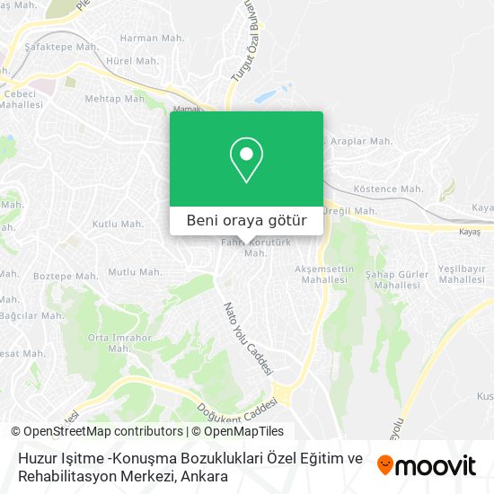 Huzur Işitme -Konuşma Bozukluklari Özel Eğitim ve Rehabilitasyon Merkezi harita