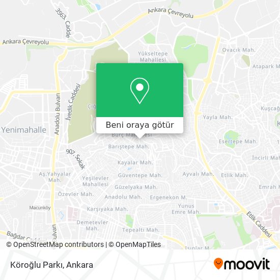 Köroğlu Parkı harita
