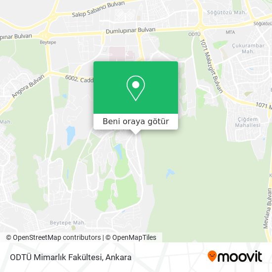 ODTÜ Mimarlık Fakültesi harita