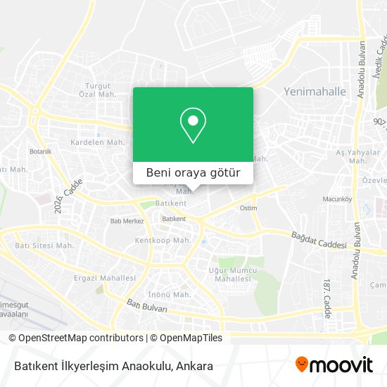 Batıkent İlkyerleşim Anaokulu harita