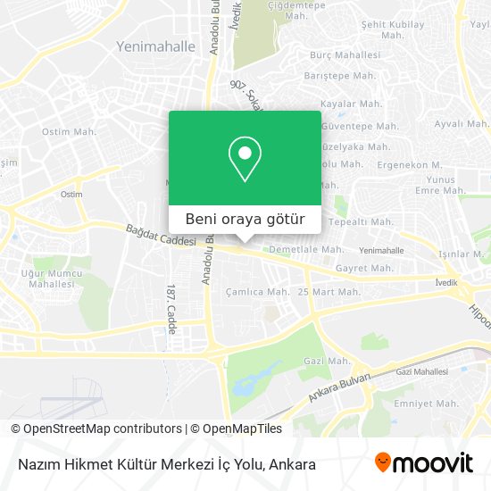 Nazım Hikmet Kültür Merkezi İç Yolu harita