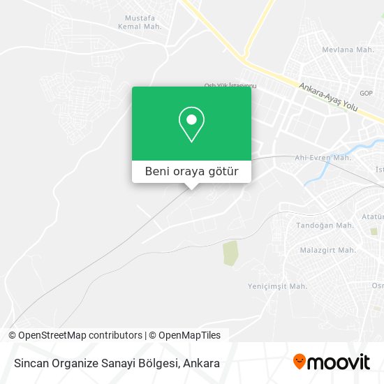 Sincan Organize Sanayi Bölgesi harita