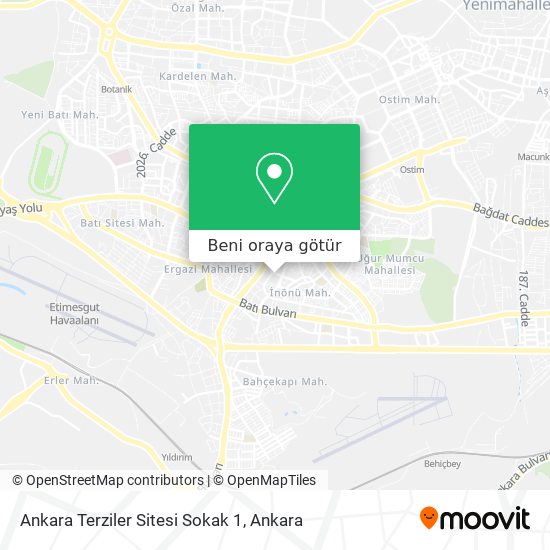 Ankara Terziler Sitesi Sokak 1 harita